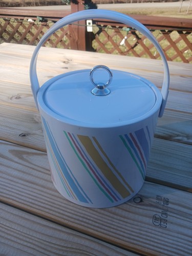 Secchiello refrigeratore ghiaccio/vino vintage Phoenix a righe pastello 7" x 7" - Foto 1 di 8