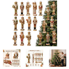 36 Piece Christmas Nutcracker Ornaments Set Wooden Gingerbread Nutcracker