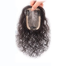 Seamless Curly Wavy 100% Real Human Hair Topper Clip in  Replacement  For Women