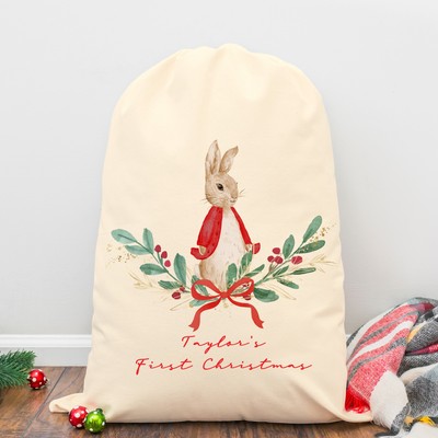Personalisierter roter Kaninchenkranz erste Weihnachten Nikolaus Sack