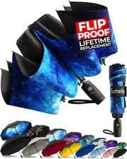 Flip-proof Inverted Travel Umbrella, Small Strong but Light Portable and Auto...