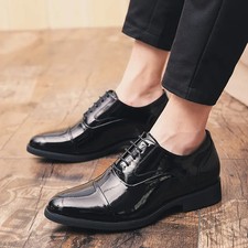 Mens Lace Up Formal Dress Business Wedding Patent Leather Shoes Pointed Toe Size
