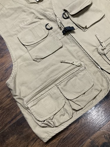 LL Bean VTG Mens XL Full Zip Utility Cargo Fishing Vest - Picture 4 of 5