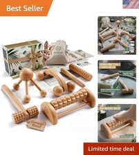 Wooden Therapy Massage Tools 6 Pieces - Wood Rollers for Body Sculpting - L...