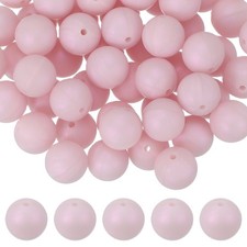 60 Pcs Silicone Beads, 15mm Bulk Beads for Keychain Making, Pink