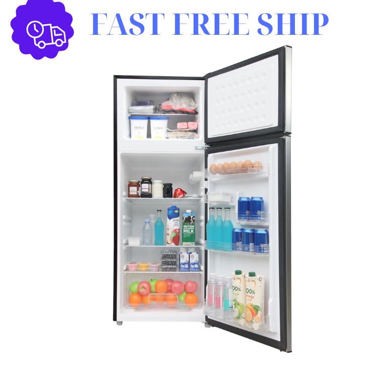 7.5 Cu Ft Compact Refrigerator, Platinum Series, Stainless Look - new us