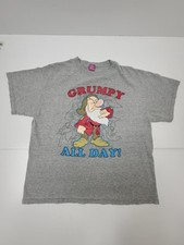 Disney Grumpy All Day Shirt Gray Short Sleeve Tee Y2K Vintage Snow White