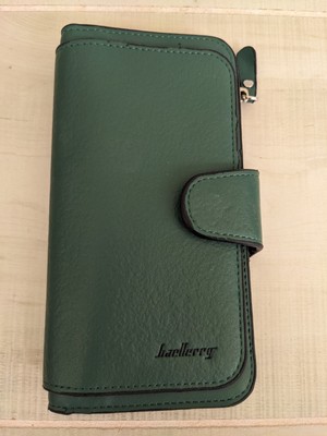 Women's Large-Capacity Clutch Bag Leather Zipper Wallet Credit Card Green 