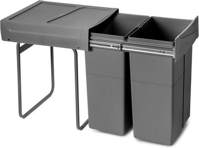 Unterbau Wertstofftonne 2x25L ausziehbar manuelle Absaugung anthrazitgrau