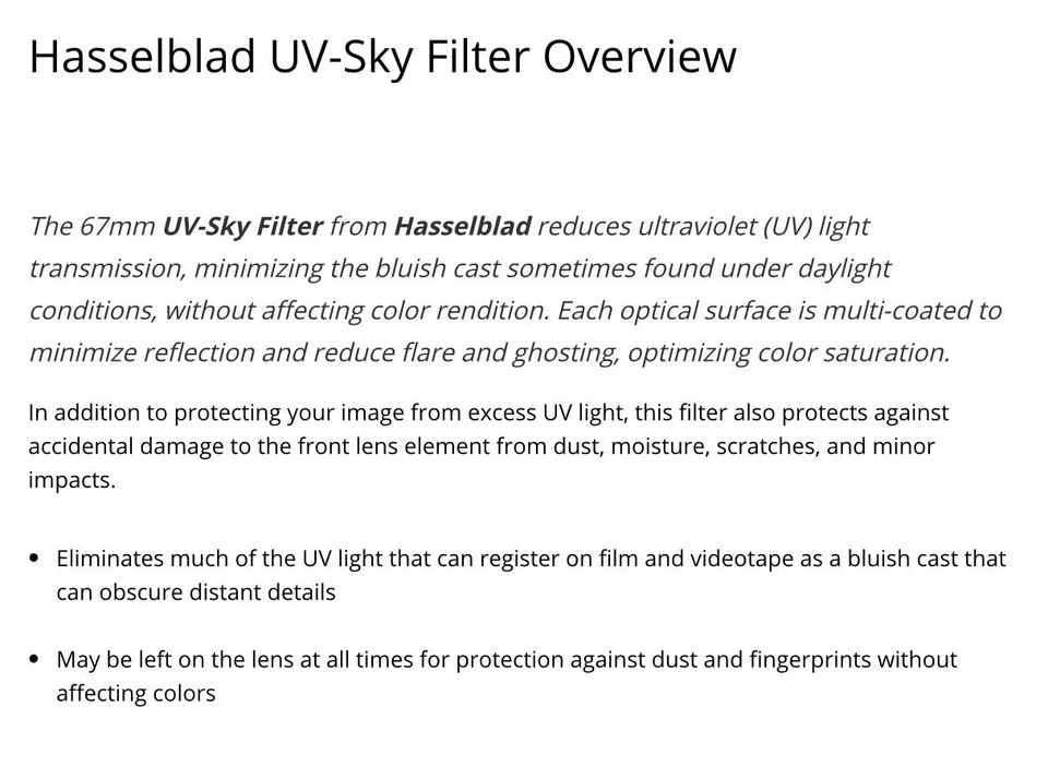 New -  Hasselblad 67mm UV-Sky Filter H-3053470 - Image 2 of 2