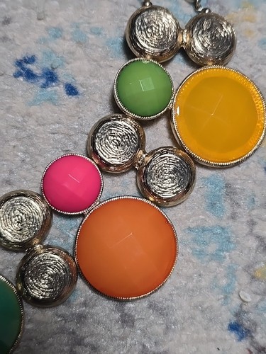 Vintage Halskette Lucia Pastell Bunt Kühn Statement Mode Gold Karabiner - Bild 4 von 7