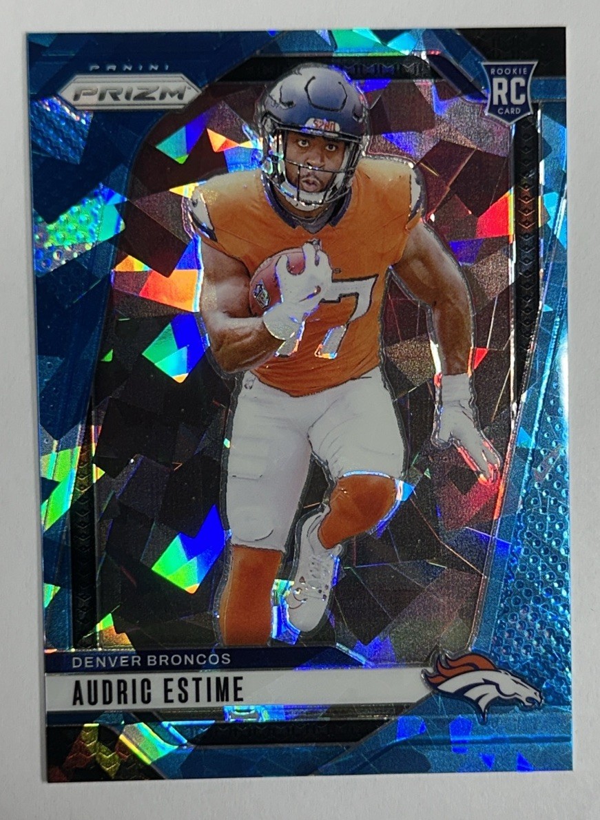 2024 Panini Prizm Blue Cracked Ice Audric Estime Rookie 23/99 #306