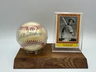 Ted Williams Autographed Baseball with Card and Wood Base Display - NO COA