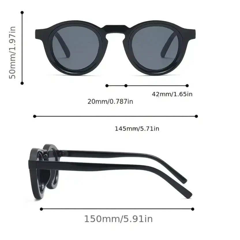 Round Sunglasses with Tortoise Pattern - Unique F… - image 1