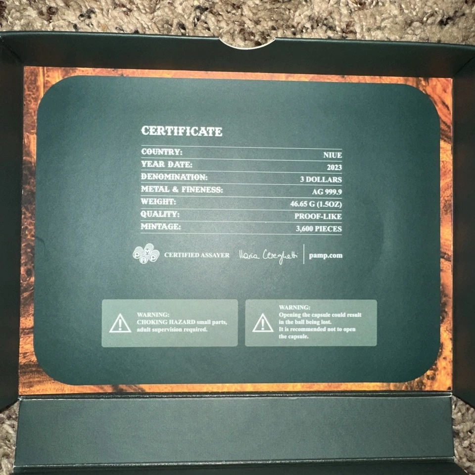 2023 Niue $3 PAMP ROULETTE Wheel Spinning 1.5 Oz Silver Proof Coin #3594/3600 - Image 3 of 4