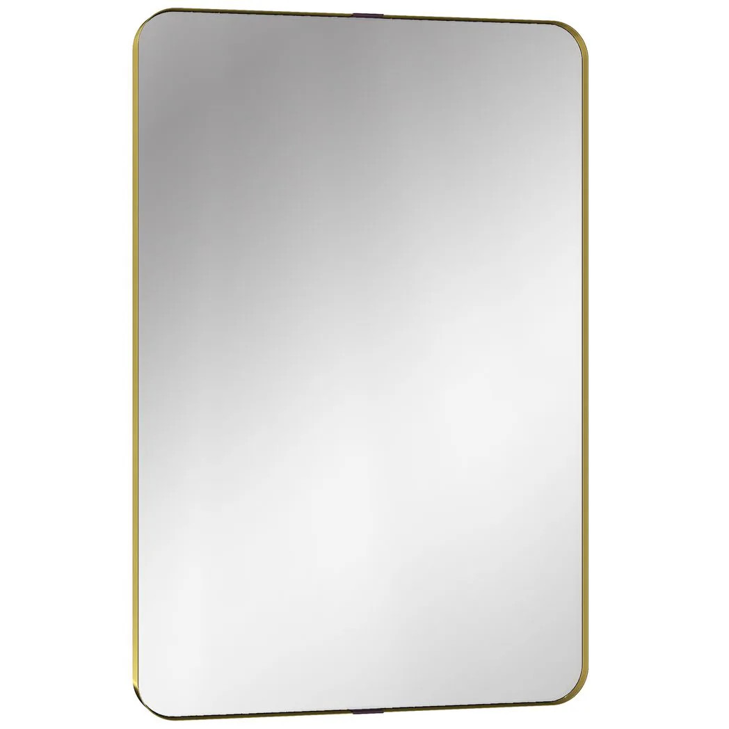 Homcom Unisex Gold Rectangular Wall Mirror, 90 X 60 Cm Wall Mounted Bathroom Mirror In - Image 2