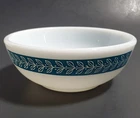 Pyrex 705 Bowl Laurel Leaf Turquoise Blue Tableware Corning small stain USA Vtg