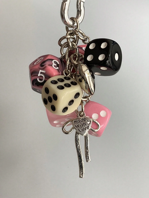 Y2K Chunky Dice 8 Ball Keychain Handmade Alt Grunge Edgy Bag Charm