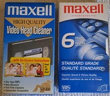 MAXELL VHS HEAD CLEANER AND 6HR TAPE
