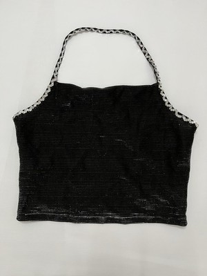 y2k 2000 Black Halter Going Out Top Whimsigoth Small United Colors Of Benneton