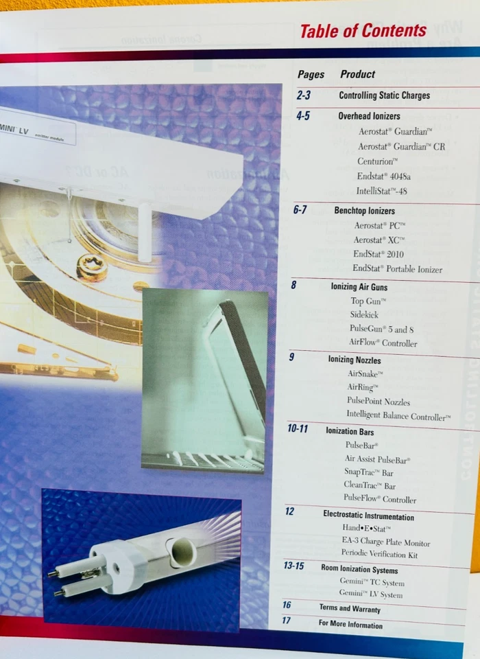 Catálogo de soluções de ionização Simco 1999 Static Control & Cleanroom Products. - Imagem 2 de 2