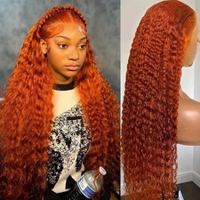13x4 Deep Wave Orange Ginger Lace Front Wig Orange Glueless Lace Frontal Wig Gin