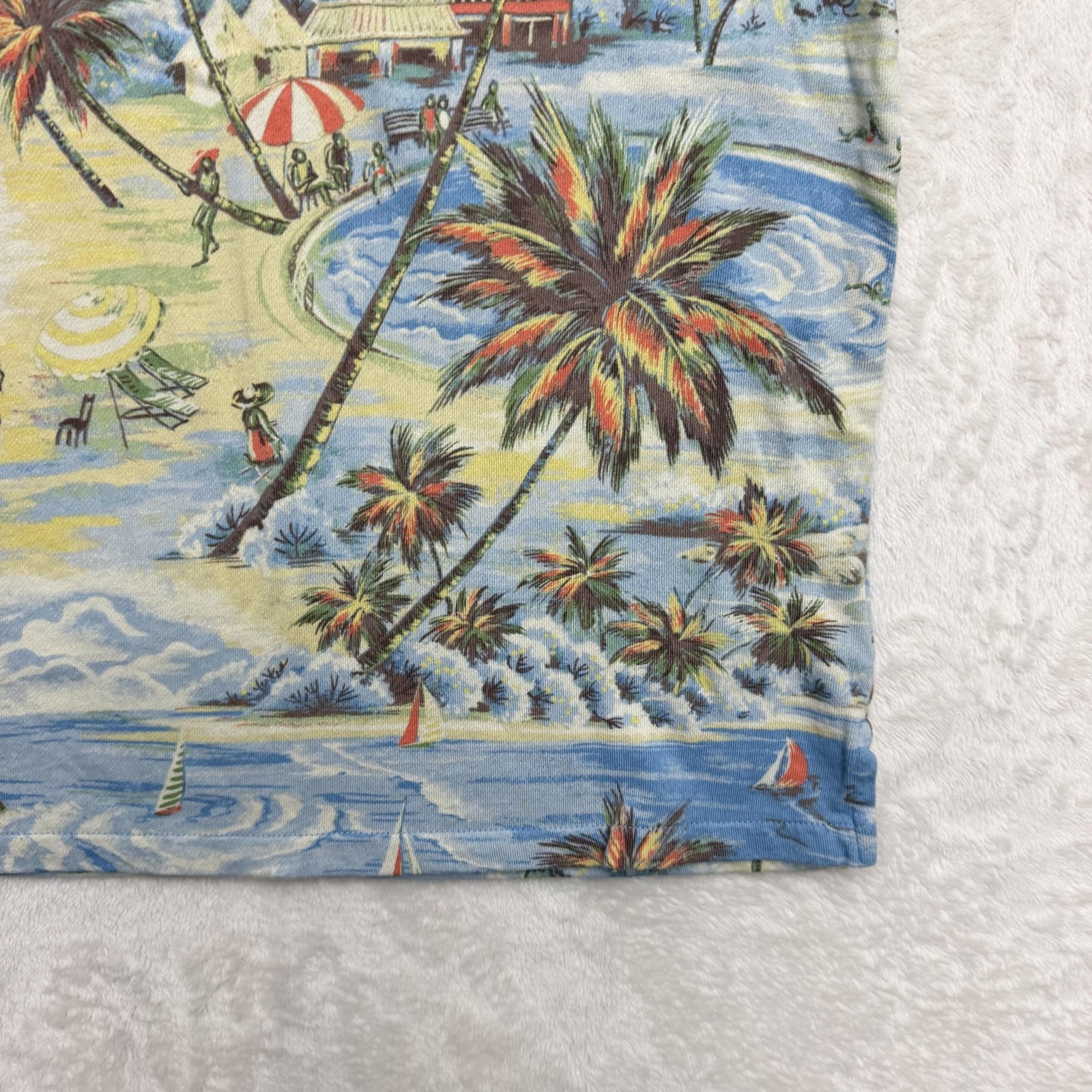 Ralph Lauren Polo Shirt Mens Medium Multicolor Tropical Beach Scenic Print thumbnail 5