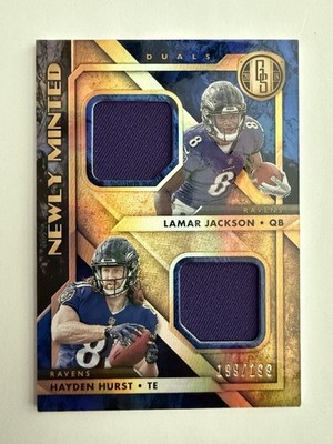 Lamar Jackson / Hurst 2018 Gold Standard Newly Minted Dual Game Used Jersey /199
