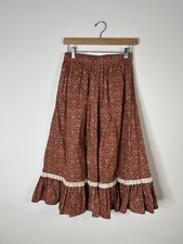 Vintage 1970  s Skirt Women  s Multicolor Novelty Print Farm House Maxi Prairie