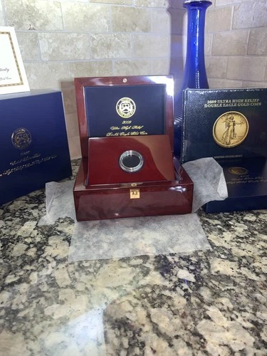2009 US MINT ULTRA HIGH RELIEF DOUBLE EAGLE Mahogany BOX & BOOK - NO GOLD COIN