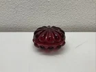 Vintage Fenton Ruby Red Amberina Trinket Box Lidded Teardrop Design