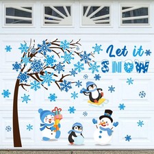38 Pcs Christmas Garage Magnets Decoration Winter Blue Snowman Penguin Snowfl...