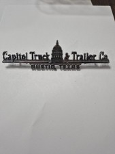VTG Capitol Truck & Trailer Co Austin Texas Metal Dealer Badge Emblem Tag Ship 