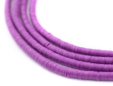 Dark Magenta Vinyl Phono Record Beads 4mm Ghana African Purple Heishi Handmade