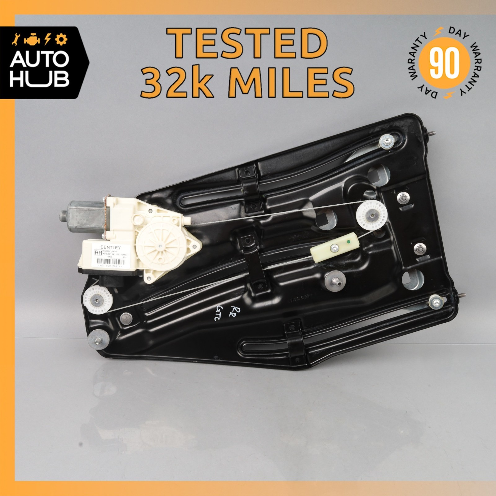 12-18 Bentley Continental GTC Rear Right Quarter Window Regulator w/ Motor OEM