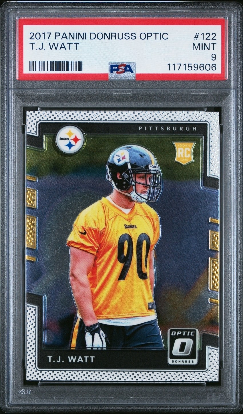2017 Panini Donruss Optic #122 T.J. Watt (RC) Pittsburgh Steelers PSA 9