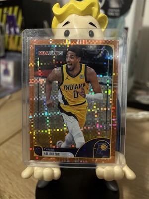 Tyrese Haliburton #149 Orange Pixel Burst NBA Hoops 2026, Number 10 Of 25.