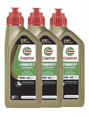 Castrol 10W40 Power1 ULTIMATE Öl 4T Motorradöl MA-2 API SN Motoröl 3x 1Liter - Bild 1 von 4