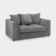 Corner Sofa Jumbo Cord Left/Right Suite Grey 3 2 Settee Sofa Set Chair Footstool