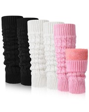 Fleece Lined Leg Warmer 3 Pairs Winter Skating Long Boot Socks Everyday Wear