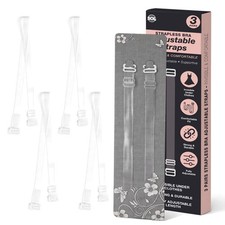3 Pairs Invisible Bra Straps Clear Adjustable Transparent Easy Clip On Hooks