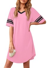 Nightgowns For Women Soft Sleep Shirt V Neck Short Sleeve Comfy Shirt