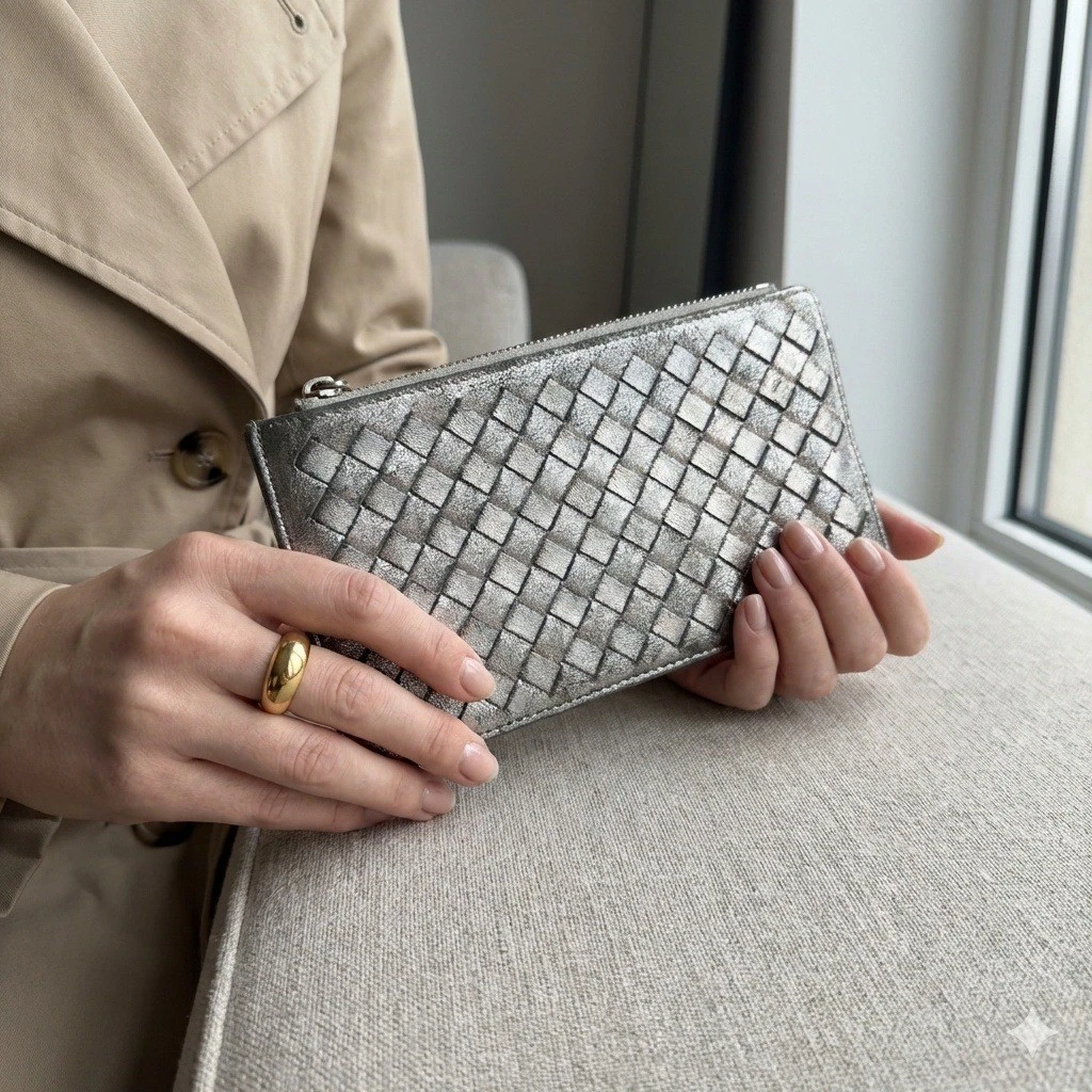 Bottega Veneta Silver Leather Wallets for Women for sale | eBay
