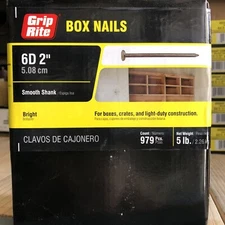 (4)- 1 Lb Box GRIP-RITE 6D 2” Box Nails 4 pounds total
