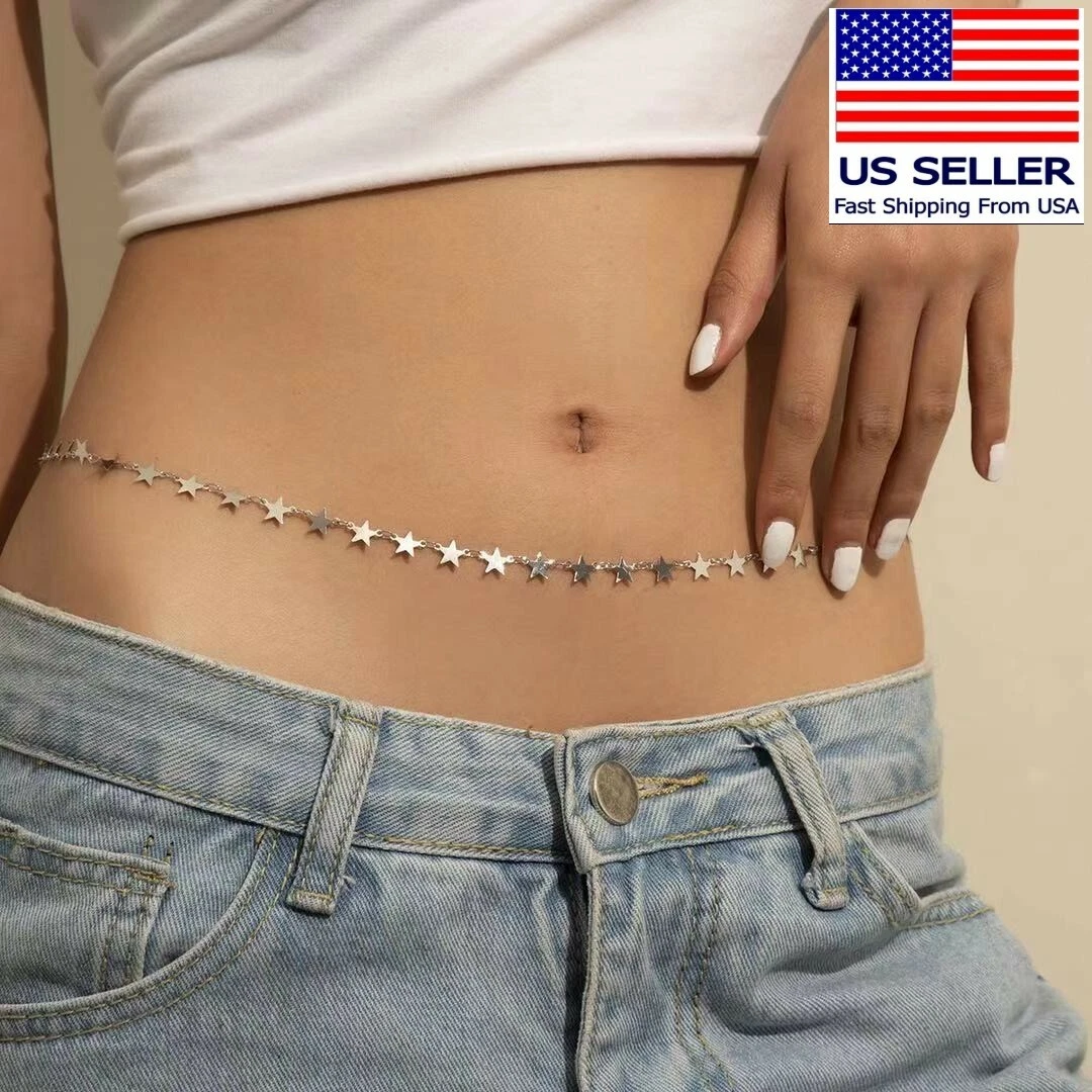 Fashion Women Waist Belly Chain Classic Silver Stars Simple Style Pop Sexy  0834