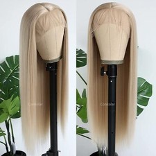 Heat Resistant Synthetic Lace Front Wigs Ash Blonde Long Straight Hair Wig Women