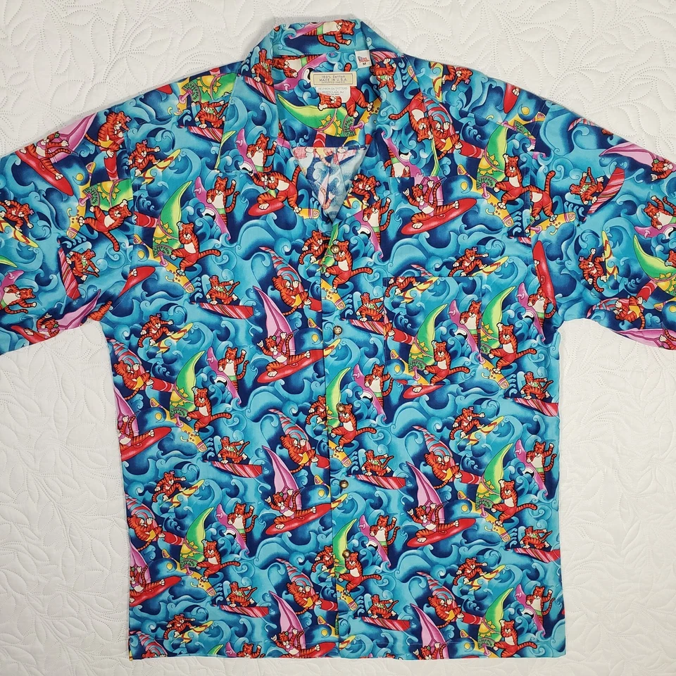 Винтажная футболка 70-х 80-х Princeton Reunion средний размер тигры виндсерфинг принт гавайская - Изображение 2 из 4