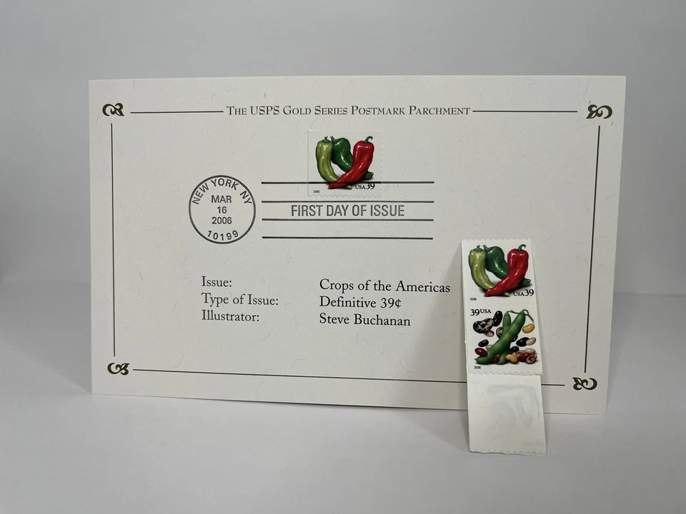 CROPS OF AMERICA Stamps 5 x 39 cent stamp strip and 1 First Day Issue - Image 2 of 2