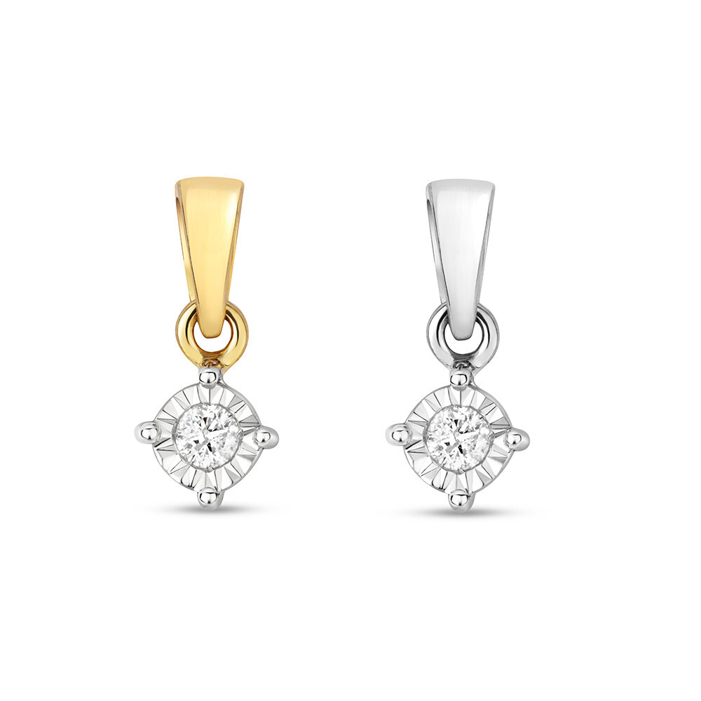 Pendentif femme or jaune 9 carats serti d'un diamant d'exception