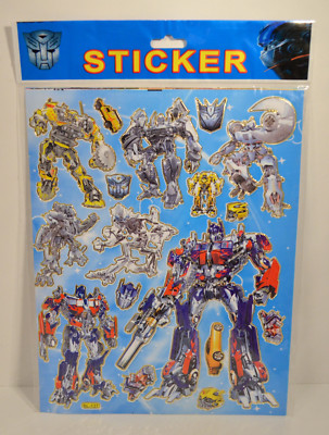 2007 Transformers Movie 10'' Sticker Sheet Optimus Prime Bumblebee Frenzy Ratchet